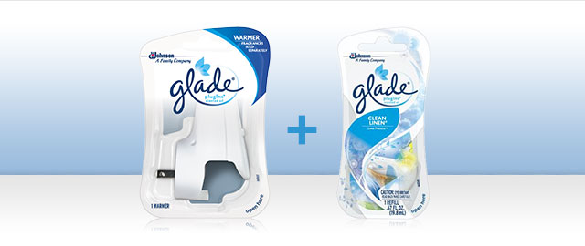 Combo: Glade® PlugIns® Scented Oil Warmer + Refill coupon